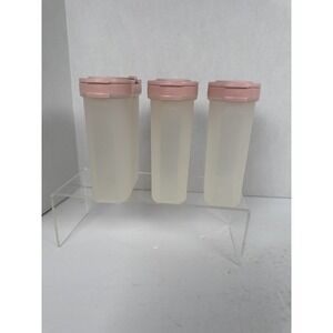 Tupperware Modular Mates Large Spice Container Set of 3 Pink Lids 1648-18